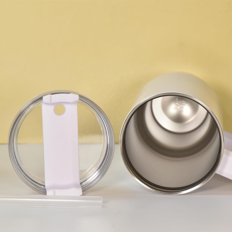 2024 40oz White Blank Sublimation Tumbler With Handle Insulated Vacuum Double Wall Stainless Steel Tumbler Travel Mug