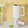 2024 40oz White Blank Sublimation Tumbler With Handle Insulated Vacuum Double Wall Stainless Steel Tumbler Travel Mug