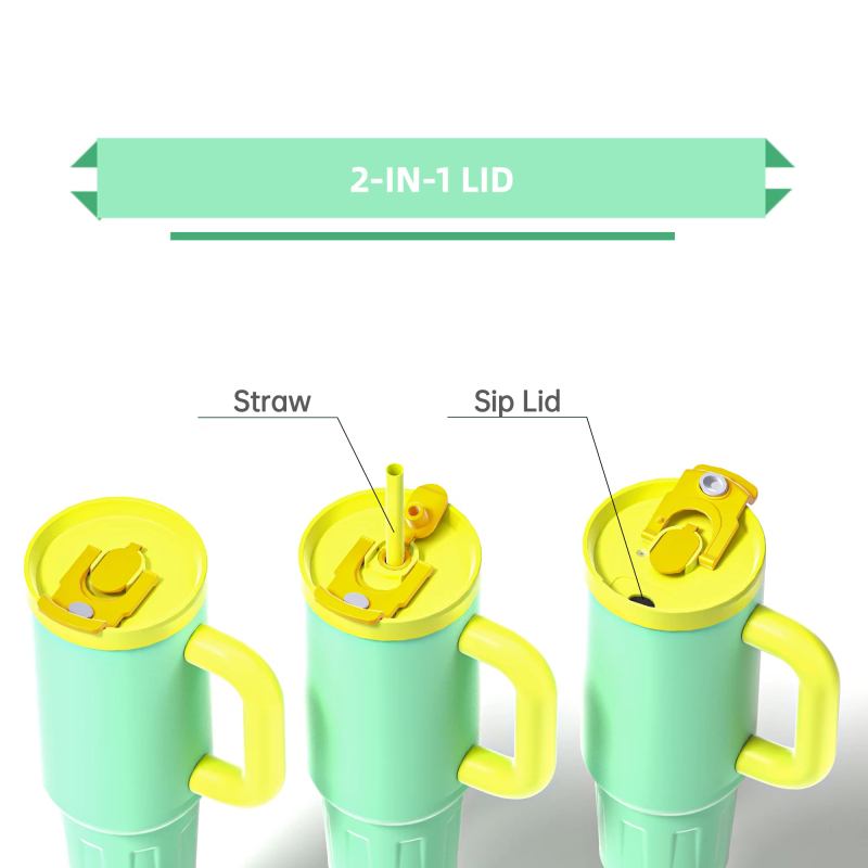 YEDI 40oz Double Wall Vacuum Stainless Steel Tumbler Patented Design with Lid Wide Straw New Handgrip Thick Durable for Camping