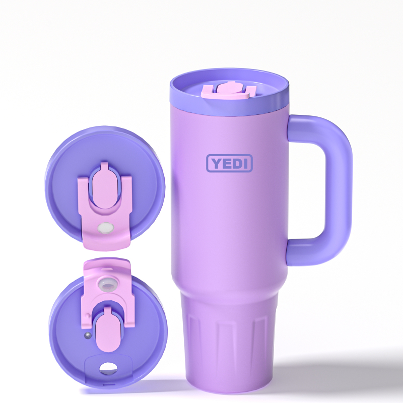 YEDI Custom logo 40 oz Double Wall Vacuum Stainless Steel Christmas Coffee Travel 40oz Outdoor Mug Tumbler With Handle and Straw
