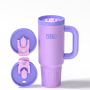 YEDI Custom logo 40 oz Double Wall Vacuum Stainless Steel Christmas Coffee Travel 40oz Outdoor Mug Tumbler With Handle and Straw