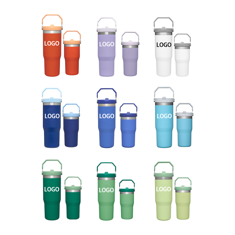 YEDI Custom logo 20OZ Travel Coffee Mug Stainless Steel 30oz Thermos 30oz Cup Flip Straw Tumbler with Handle