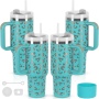 YEDI 2024 Laser Leopard Print 40oz Adventure Travel Tumbler Laser Leopard Print Mug With Silicone Handle and Lid