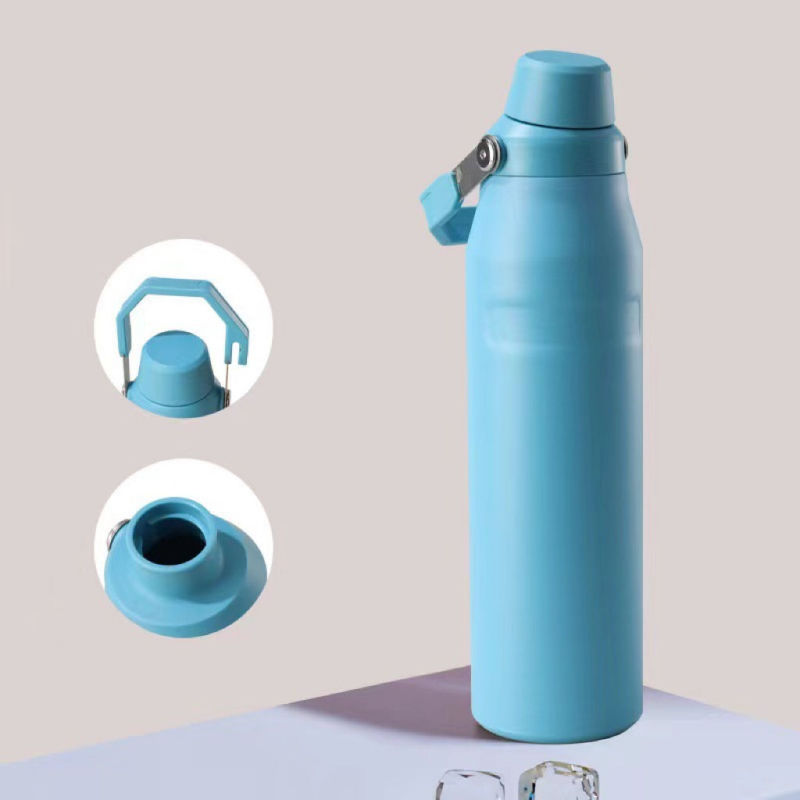 YEDI 24oz 36oz Custom Thermos Sport Drinking Water Bottle Thermo Flask with Cap & Carry Lid Holder with Handle Stainless Steel