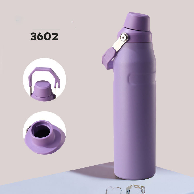 YEDI 24oz 36oz Custom Thermos Sport Drinking Water Bottle Thermo Flask with Cap & Carry Lid Holder with Handle Stainless Steel