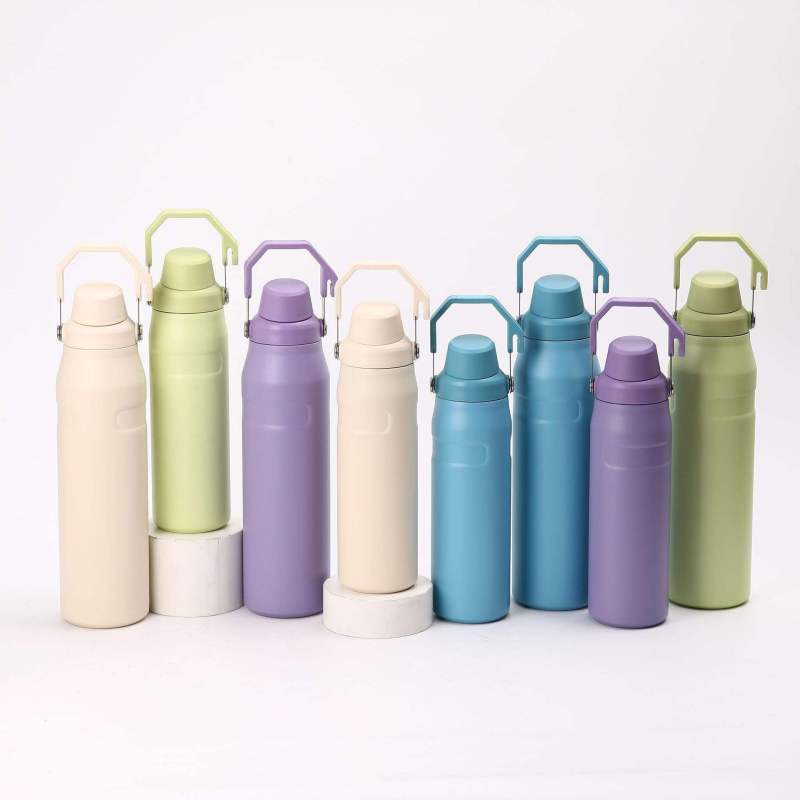 YEDI 24oz 36oz Custom Thermos Sport Drinking Water Bottle Thermo Flask with Cap & Carry Lid Holder with Handle Stainless Steel