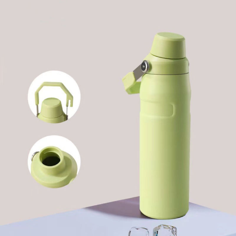 YEDI 24oz 36oz Custom Thermos Sport Drinking Water Bottle Thermo Flask with Cap & Carry Lid Holder with Handle Stainless Steel