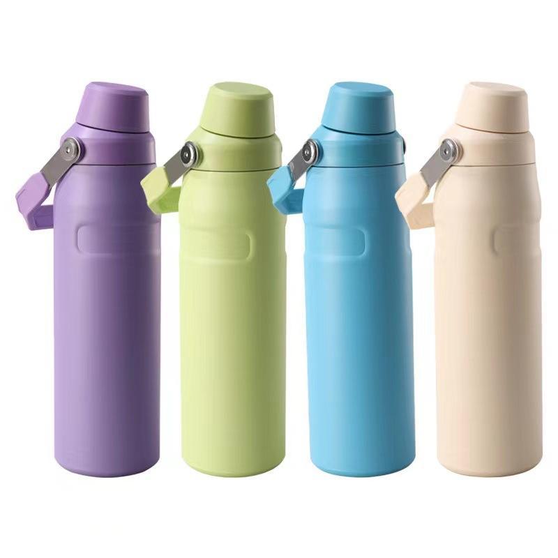 YEDI 24oz 36oz Custom Thermos Sport Drinking Water Bottle Thermo Flask with Cap & Carry Lid Holder with Handle Stainless Steel