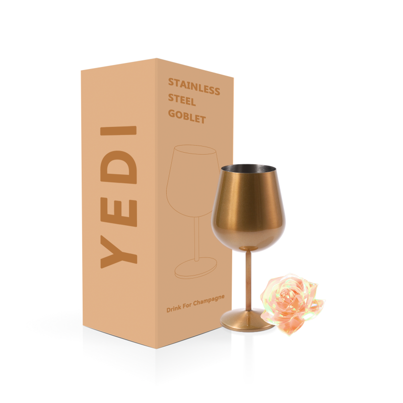 YEDI 500ml 18/8 BPA-Free Stainless Steel Cocktail Glass Wine Tumbler Industrial Design Style