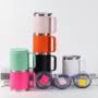 10oz 14oz Stackable Mug Double Wall Vacuum Tumbler Cup Powder Coated Insulated Stainless Steel Coffee  Mug with Magnetic Lid