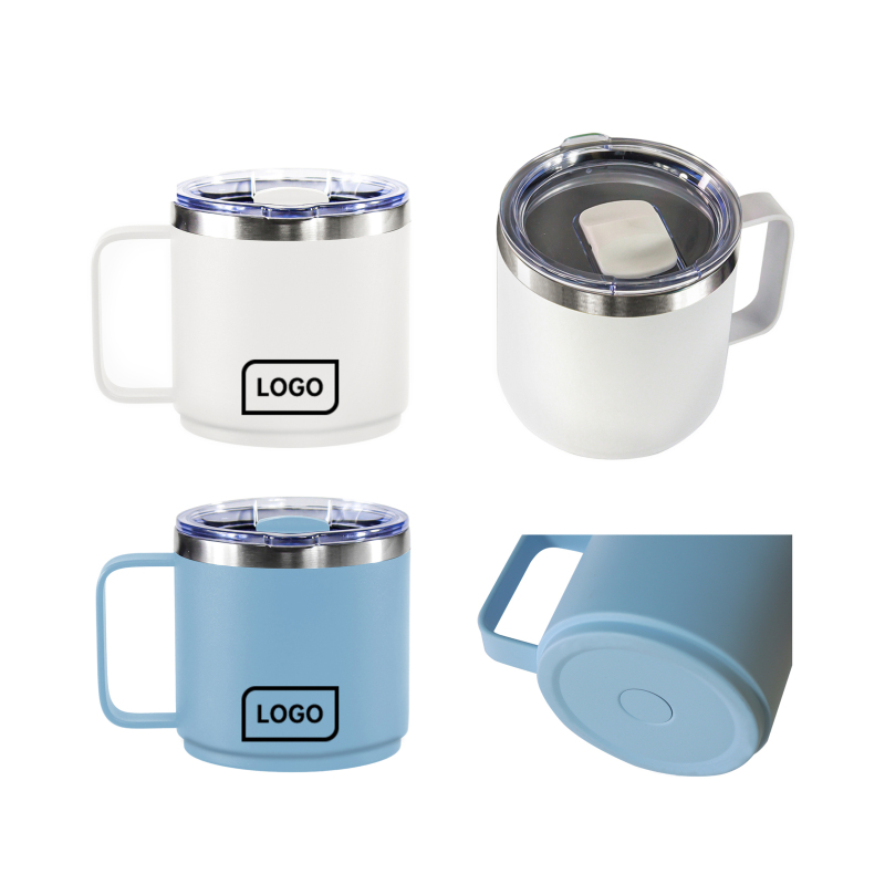 10oz 14oz Stackable Mug Double Wall Vacuum Tumbler Cup Powder Coated Insulated Stainless Steel Coffee  Mug with Magnetic Lid