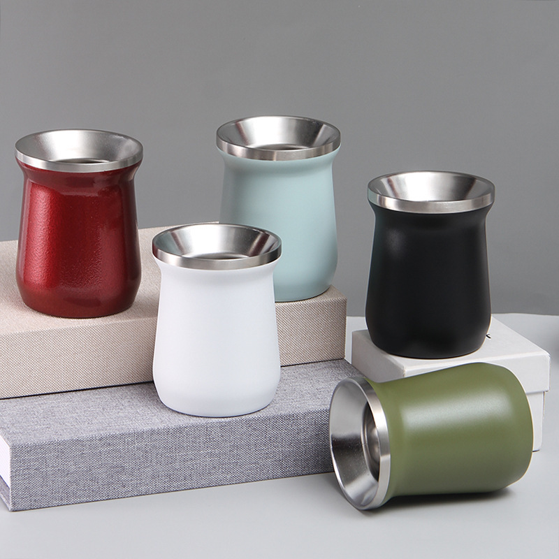 YEDI 8oz Double Wall Stainless Steel Insulated Tumbler Customized Logo Color with Straw-for Thermal Coffee or Yerba Mate Cups