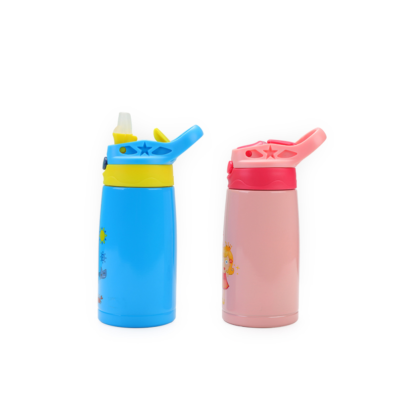 YEDI 12oz BPA-Free 18/8 Stainless Steel Double-Wall Vacuum Insulated Kids Water Bottle with Straw Lid for Camping
