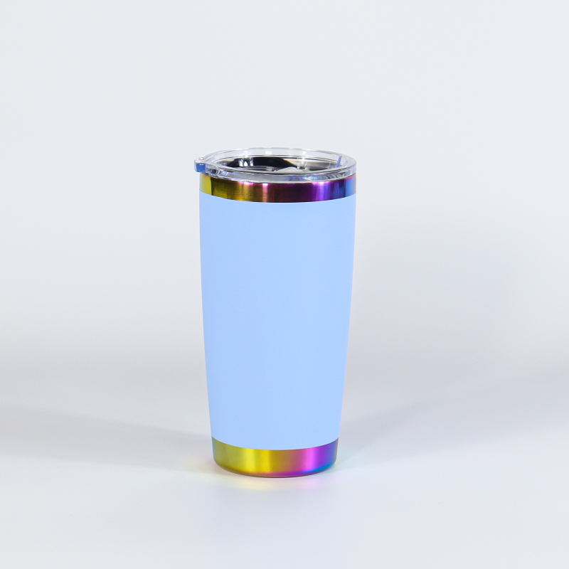 Wholesale 20oz Rainbow Stainless Steel Insulated Travel Tumbler Reusable Car Coffee Mug Lid for Laser Vacuum Flasks Thermoses