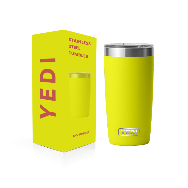 YEDI 10oz Classic Camp Cocktail Tumbler Hot Sell 10 oz Firefly Yellow Wine Glass with Slider Lid Customizable Logo