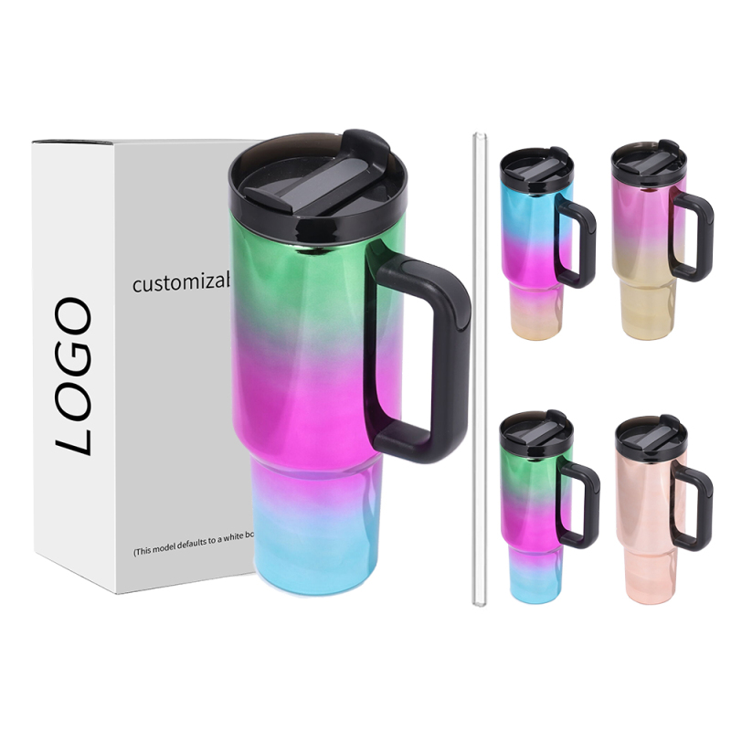 40 oz Tumbler with Handle and Straw Stainless Steel Insulated Lid Straw Lid Reusable Water Bottle Vacuum Travel Coffee Mug Cup