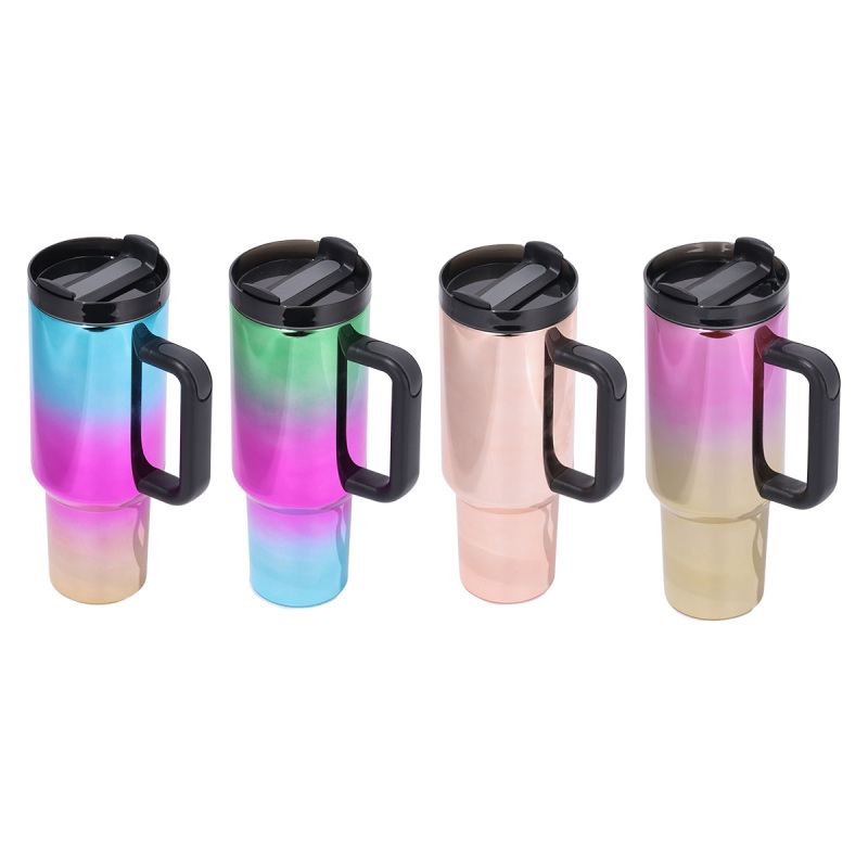 40 oz Tumbler with Handle and Straw Stainless Steel Insulated Lid Straw Lid Reusable Water Bottle Vacuum Travel Coffee Mug Cup