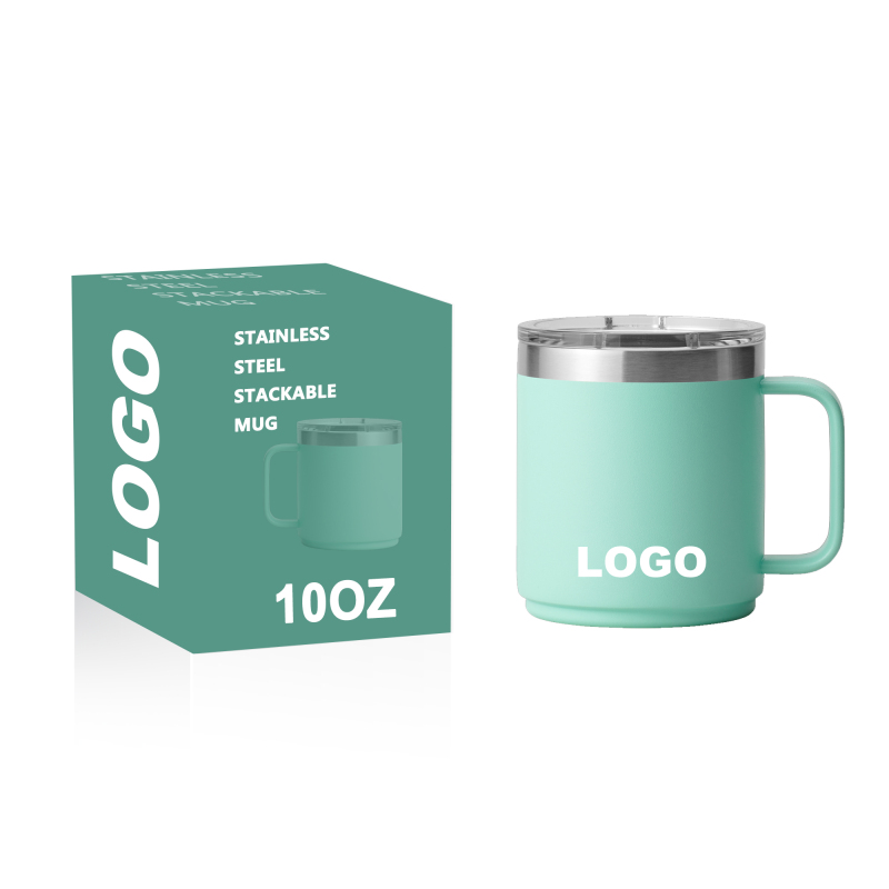 10oz Stackable Mug With Magnetic Slider Lid Sweat Free BPA Free Navy Red