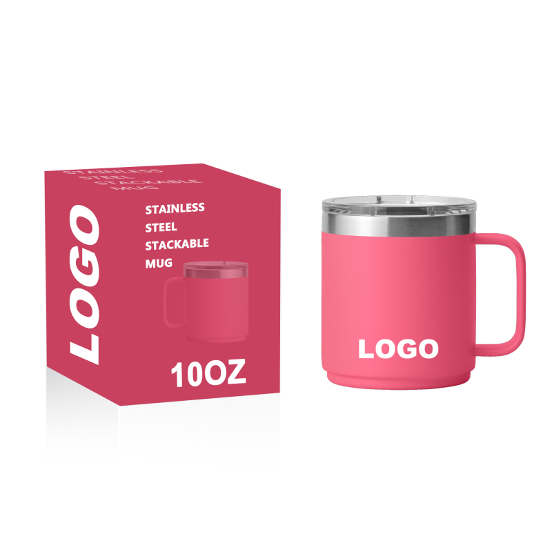 10oz Stackable Mug With Magnetic Slider Lid Sweat Free BPA Free Navy Red