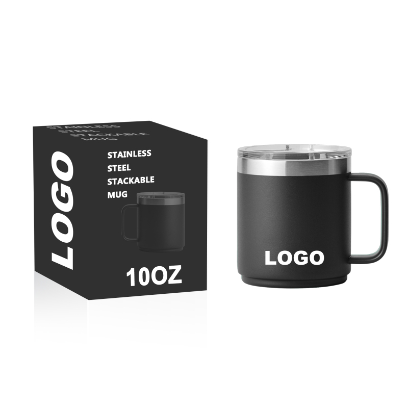 10oz Stackable Mug With Magnetic Slider Lid Sweat Free BPA Free Navy Red
