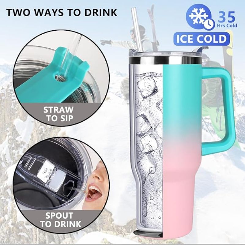 YEDI American Flag Design Adventure H2.0 Tumbler With Handle Stainless Steel 40oz Water Bottle Vacuum Insulated Travel Cup