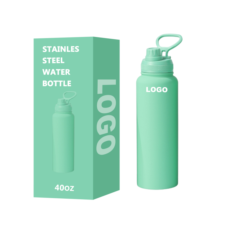 Bouteille d'eau isotherme en acier inoxydable avec couvercle à paille, 32 oz et 40 oz, 1 L, pour le sport et la salle de sport