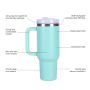 40 oz  Tumbler 304 Stainless Steel Tumbler with Handle Straw Lid  Insulated Travel Mug for Hot and Cold Beverages