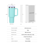 40 oz  Tumbler 304 Stainless Steel Tumbler with Handle Straw Lid  Insulated Travel Mug for Hot and Cold Beverages