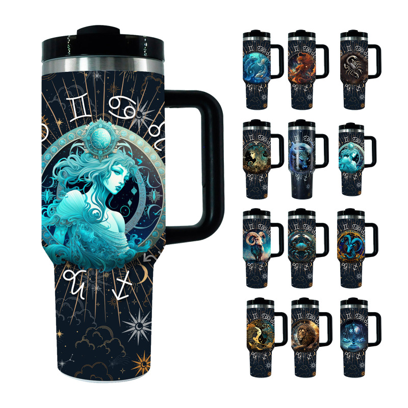 YEDI 40oz H2.0  Tumbler Stainless Steel Double Wall True Air-proof Tumbler Constellation Pattern Travel Mug