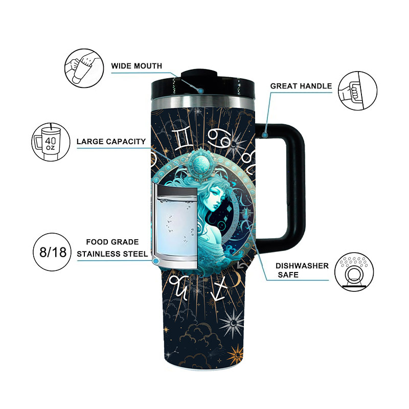 YEDI 40oz H2.0  Tumbler Stainless Steel Double Wall True Air-proof Tumbler Constellation Pattern Travel Mug