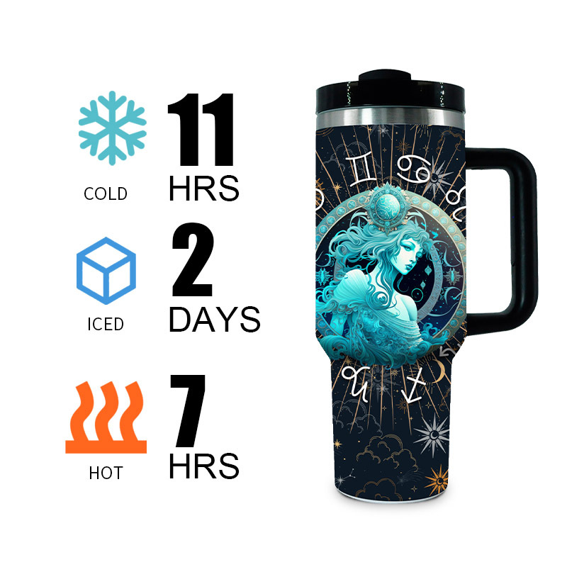 YEDI 40oz H2.0  Tumbler Stainless Steel Double Wall True Air-proof Tumbler Constellation Pattern Travel Mug