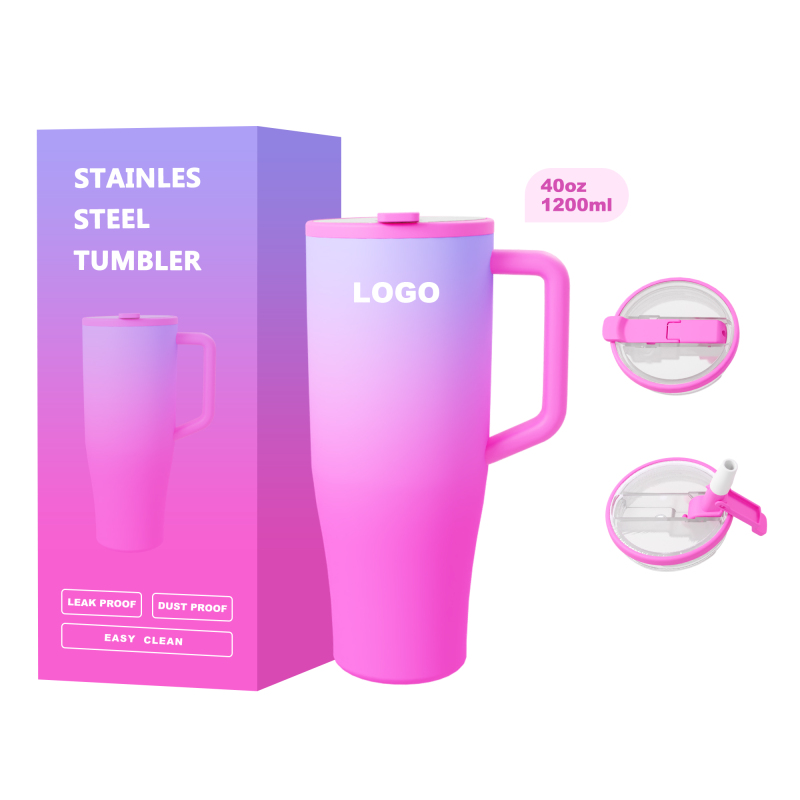 40oz H2.0 H3.0 H4.0 Tumbler 40 oz Fip Straw Tumbler Stainless Steel Vacuum Insulated Tumbler with Handle for Tea or Coffee