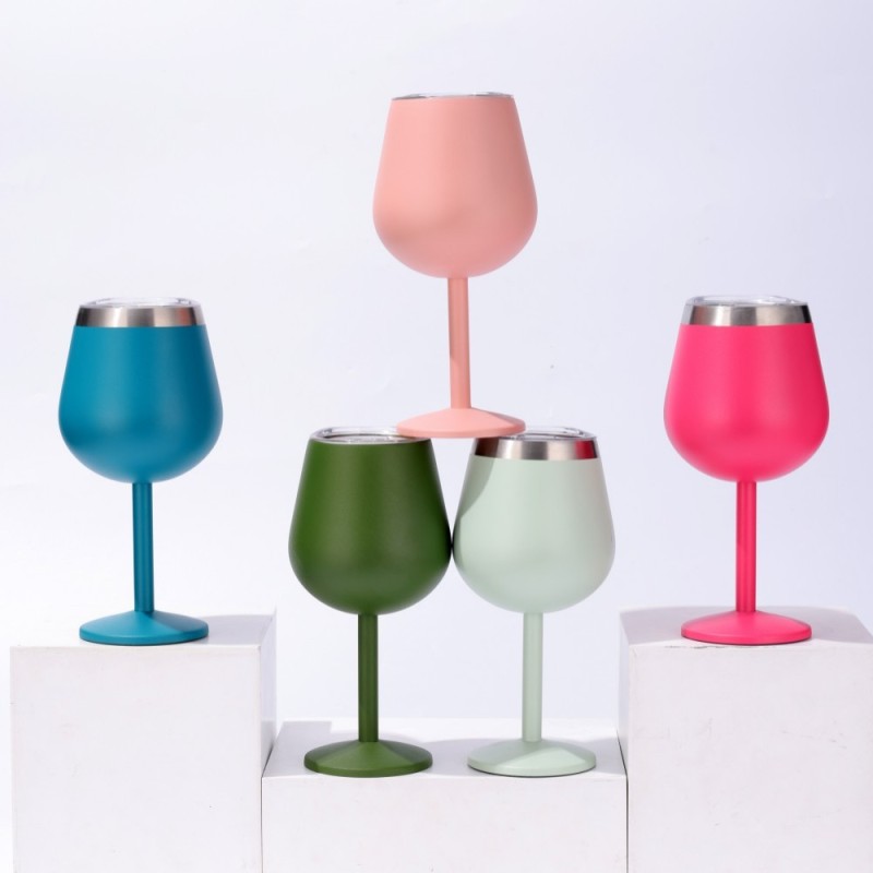 Verre à vin isotherme en acier inoxydable 300 de 304 ml avec couvercle, double paroi, pour fête, pique-nique, piscine, plage