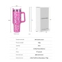 40oz Leopard Stainless Steel Tumbler Vacuum Insulated Drinking Tumblers Iridescent Water Bottle with Handle