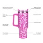 40oz Leopard Stainless Steel Tumbler Vacuum Insulated Drinking Tumblers Iridescent Water Bottle with Handle