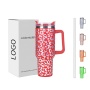 40oz Leopard Stainless Steel Tumbler Vacuum Insulated Drinking Tumblers Iridescent Water Bottle with Handle