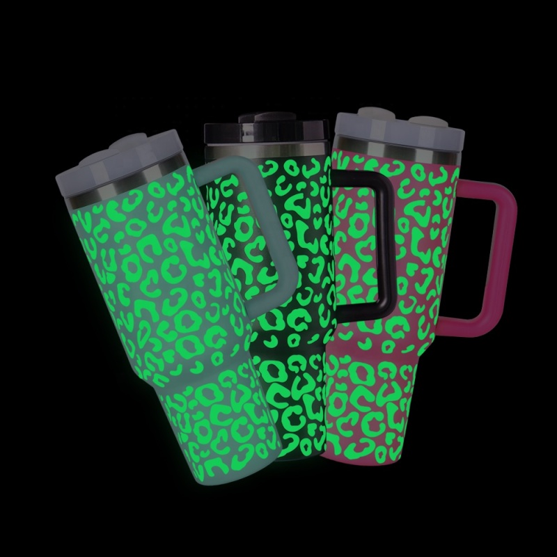YEDI 40oz H2.0 Modern Adventure Reusable Leopard Shape Grow in Dark Vacuum Insulated Travel Coffee Tumbler