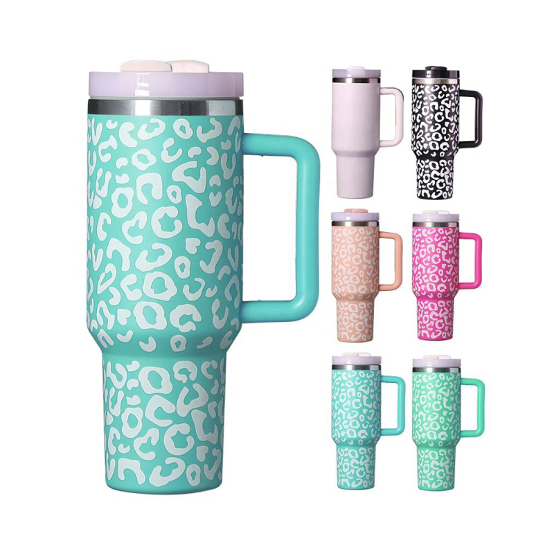 YEDI 40oz H2.0 Modern Adventure Reusable Leopard Shape Grow in Dark Vacuum Insulated Travel Coffee Tumbler