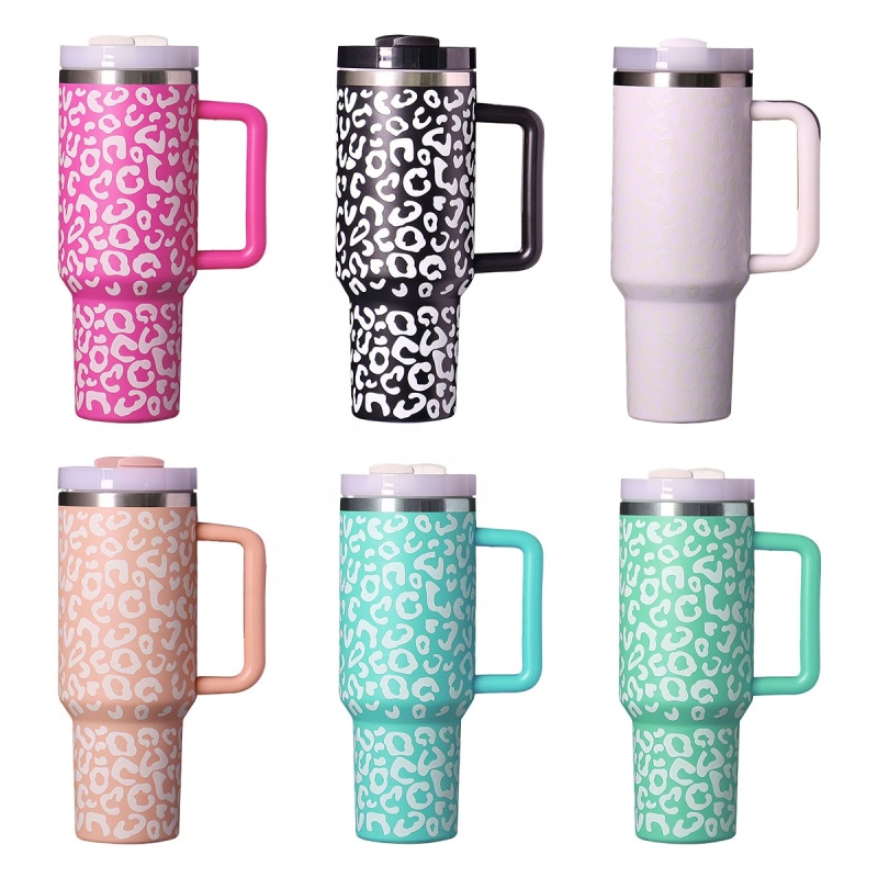 YEDI 40oz H2.0 Modern Adventure Reusable Leopard Shape Grow in Dark Vacuum Insulated Travel Coffee Tumbler