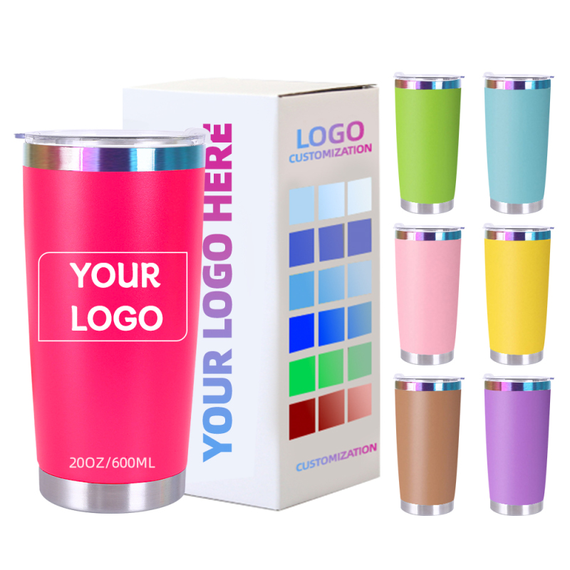 YEDI Custom 20oz Double Wall Vacuum Insulated Car Cup Powder Coated Tumbler Cup Thermal Stainless Steel Coffee Mug with Lid