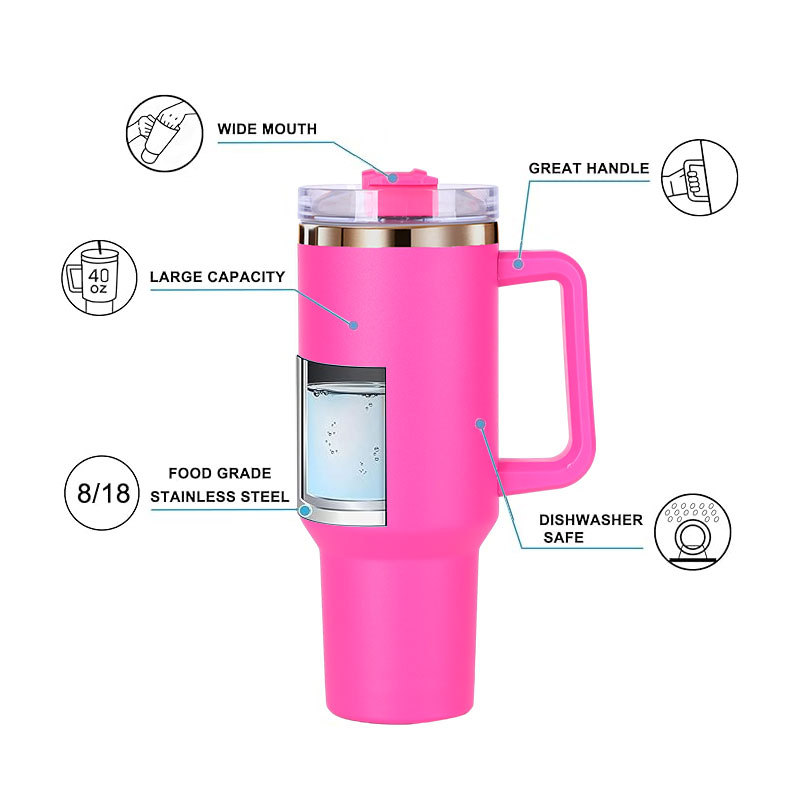 40 oz Tumbler with Handle H2.0 304 Stainless Steel Travel Mug Double Wall Vacuum Reusable Insulated Sports Travel Mugs