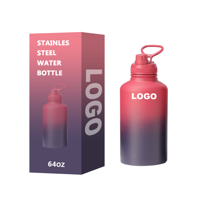 Einzigartige 64oz Group Isolierte Wasserflasche 18/8 Edelstahl 1 Gallonen Krug Trinkflasche für unterwegs