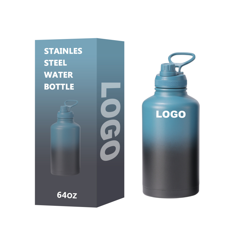 Einzigartige 64oz Group Isolierte Wasserflasche 18/8 Edelstahl 1 Gallonen Krug Trinkflasche für unterwegs