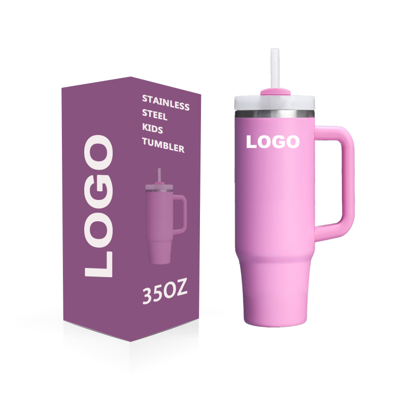 Custom Meadow 35oz 18/8  Stainless Steel Insulated Tumbler with Handle and Straw Mugs for Car Camping Hiking