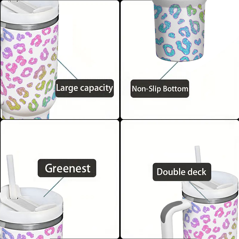 YEDI 40oz Tumbler with Handle Stainless Steel Insulated Lid Straw Lid Reusable Water Bottle Vacuum Travel Coffee Mug Cup