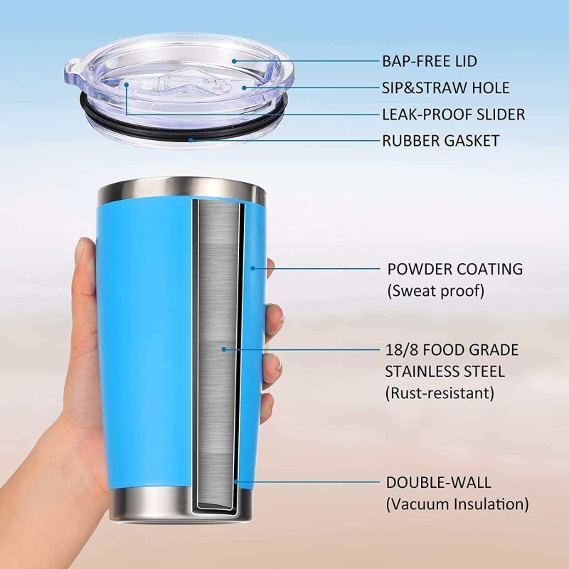 YEDI Wholesale Double Wall Stainless Steel 20oz Tumblers Cups with Magnetic Slide Lid Powder Coated Coffee Tumbler 20 oz