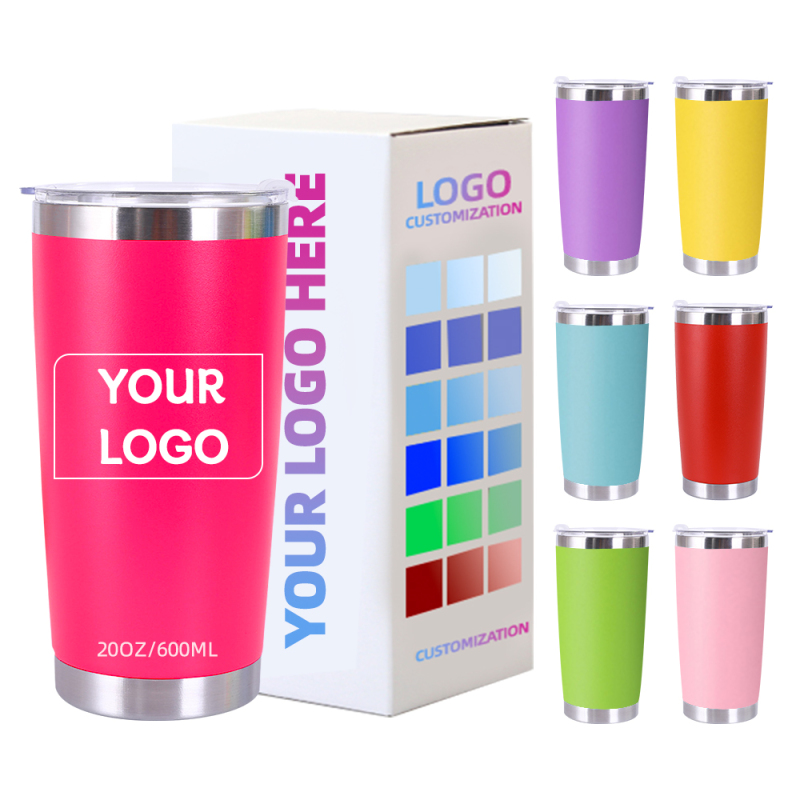 YEDI Wholesale Double Wall Stainless Steel 20oz Tumblers Cups with Magnetic Slide Lid Powder Coated Coffee Tumbler 20 oz