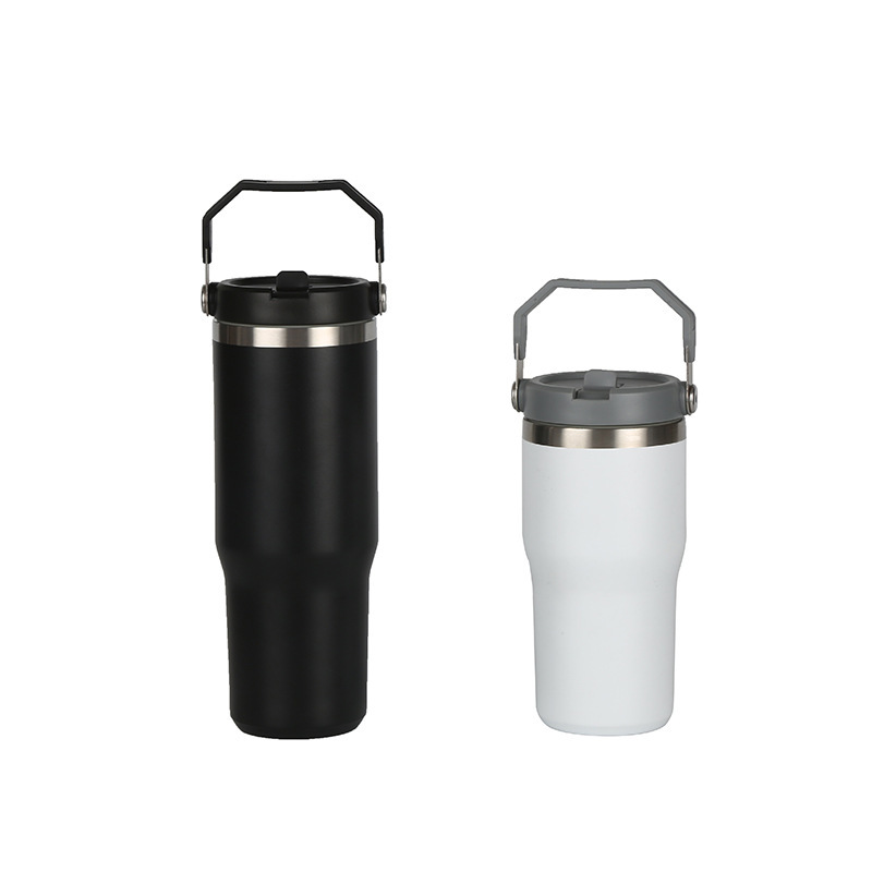 YEDI Isolierbecher mit Henkel, 30 oz, Reisebecher aus Edelstahl mit Deckel und Strohhalm