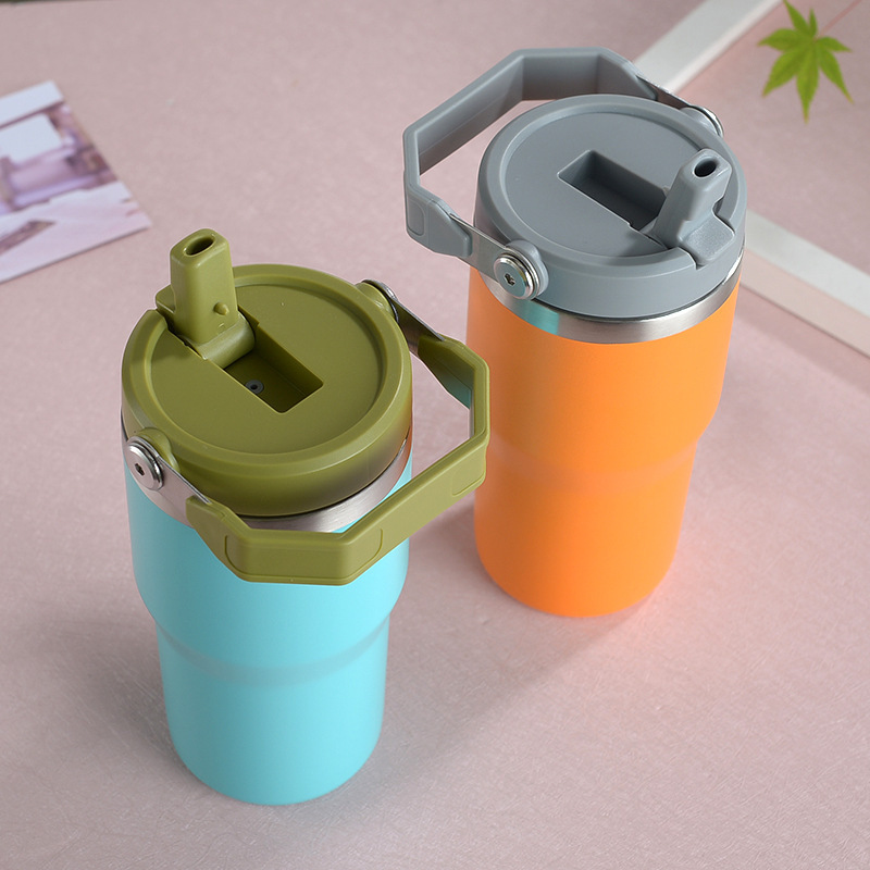 YEDI Isolierbecher mit Henkel, 30 oz, Reisebecher aus Edelstahl mit Deckel und Strohhalm