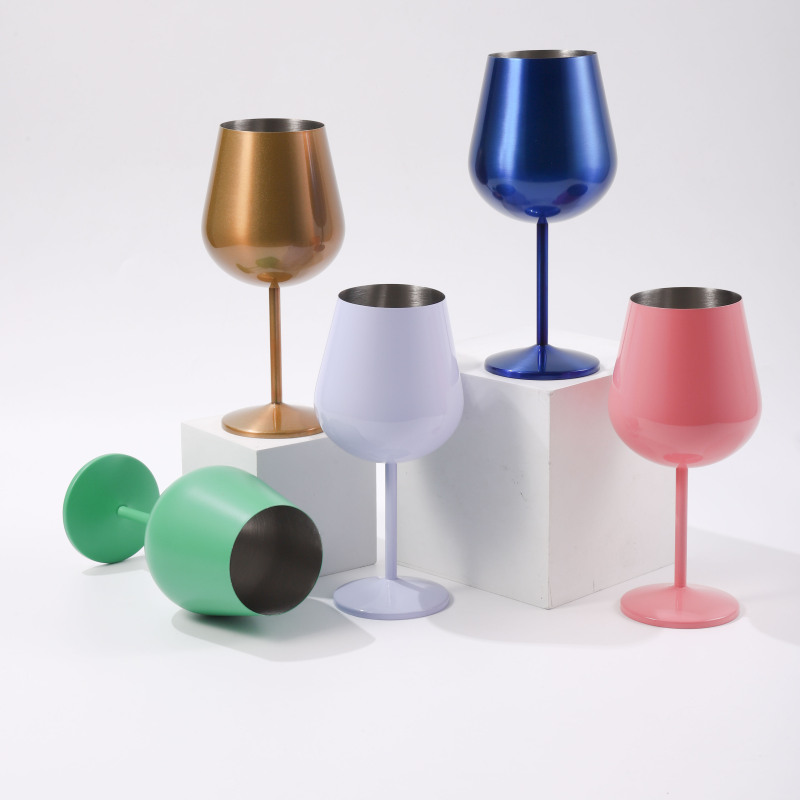 YEDI Customizable Logo Double Wall Insulated Unbreakable Wine Tumbler Stainless Steel Goblet Lids Insulated Stem Size Options